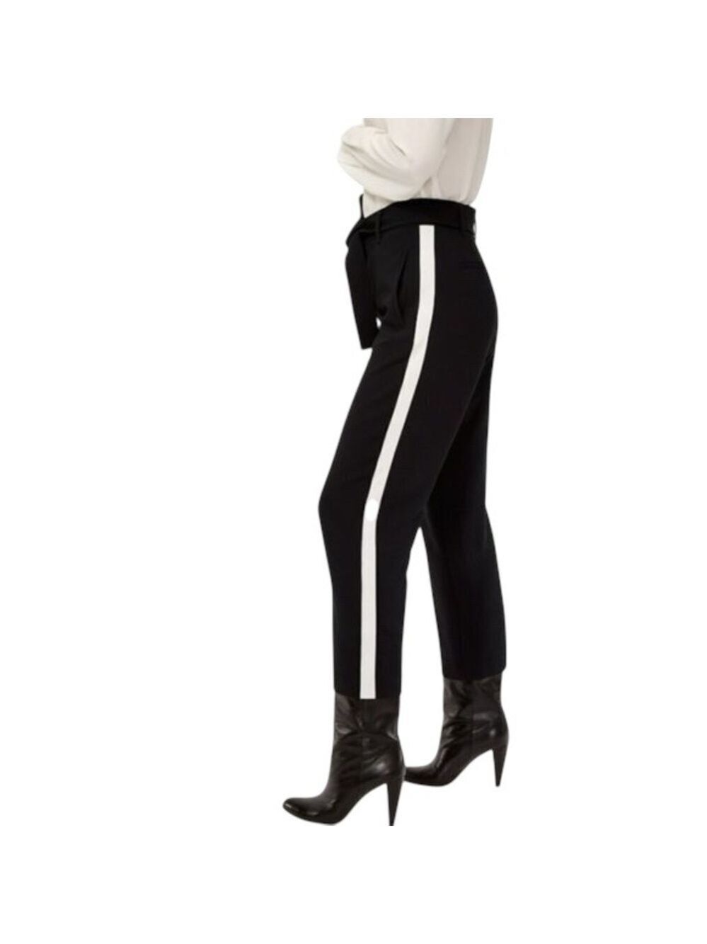 Wilfred Jallade Tie Front Pants Black With White Stripe Size 4